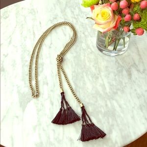 Long necklace with black tassels